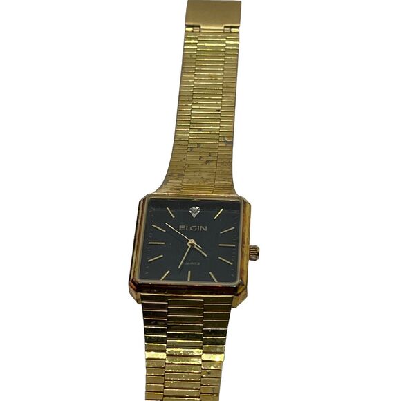 Elgin 2035 Men\'s Wristwatch Distressed Gold Tone Needs Battery Untested Vintage main image 13